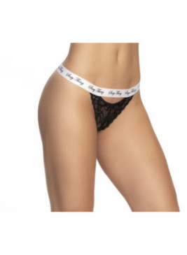 Culotte dentelle noir avec ceinture blanche imprimé - MAL118BKW